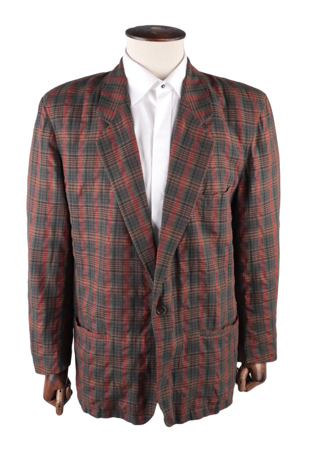 Vintage HUGO BOSS Blazer Jacket Multiclor Check Linen Mens Size 50