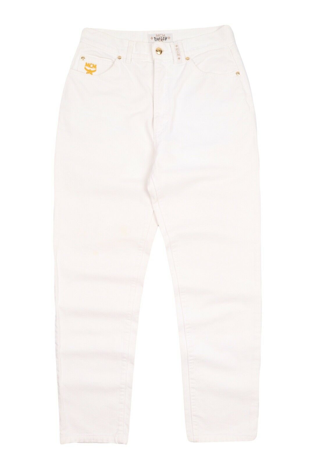 Women's Vintage MCM White Cotton Stretch Denim Breeches Capri