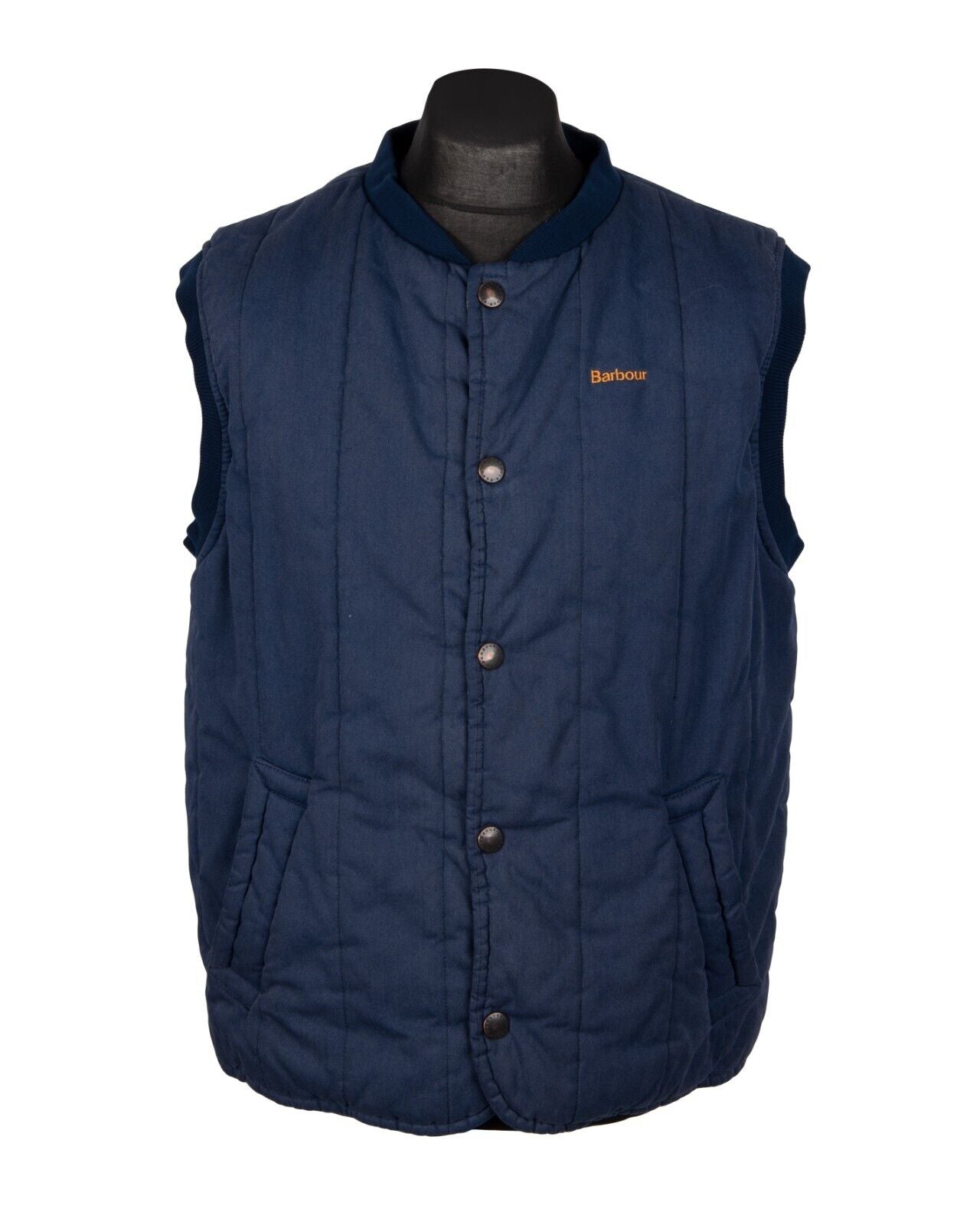 Vintage BARBOUR Trekker Waistcoat Navy Blue Quilted Men s Vest Size M rewear