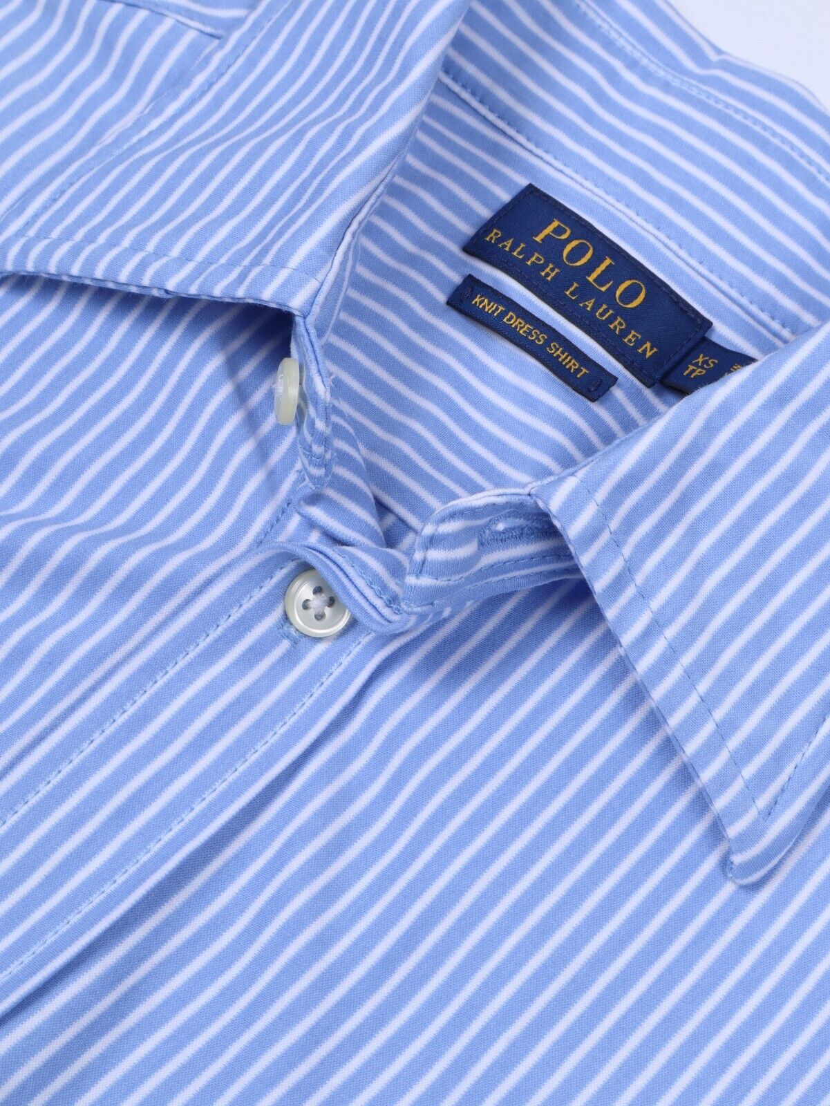 POLO RALPH LAUREN Knit Dress Shirt Blue Stripes Cotton Women Button Do | rewear POLO RALPH LAUREN Knit Dress Shirt Blue Stripes Cotton Women Button Do | rewear
