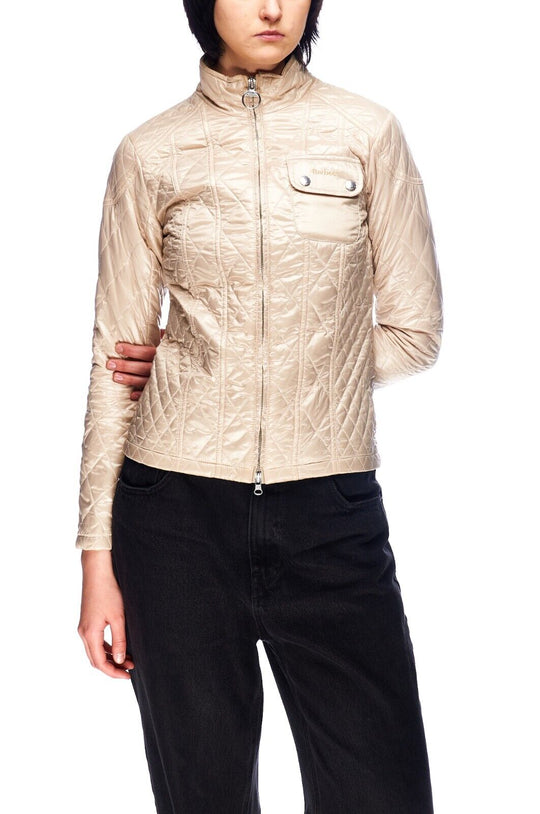 Women's BARBOUR Beige Mercury Freerider Quilt Jacket Size UK 8 US 4