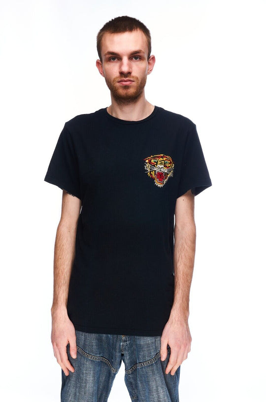 ED HARDY T-Shirt Black Cotton Men's Made In USA Tee Tiger Logo Size M