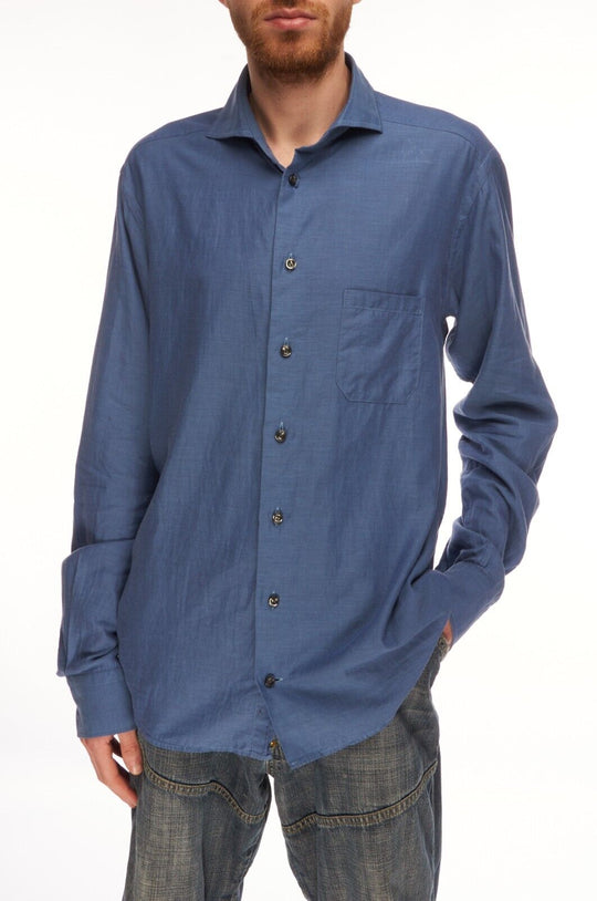 ETON Dress Shirt Navy Cotton Men's Button Up Size 42 / L