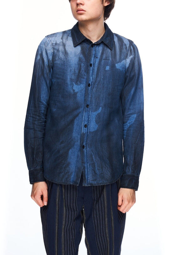 DIESEL Shirt Blue Denim Cotton Mens Button Up Size 42