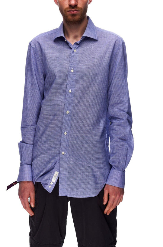 BOGGI Milano Dress Shirt White Navy Print Cotton Mens Button Up Size 40 / 15 3/4