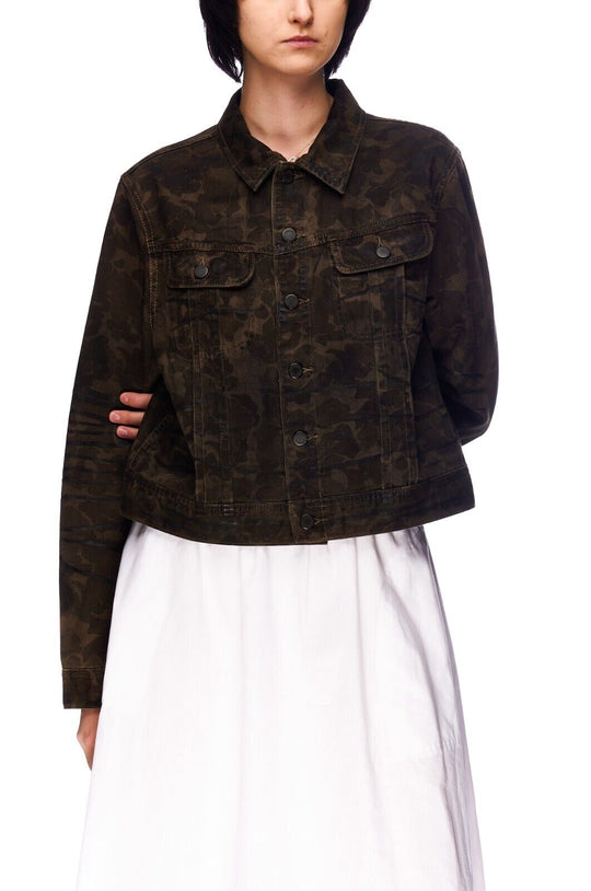 Polo RALPH LAUREN Jacket Denim Green Camo Military Women's Size L