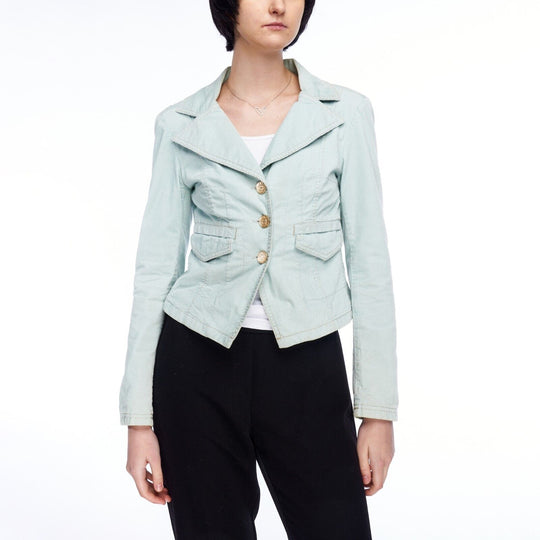 ESCADA SPORT Blazer Jacket Blue Cotton Women's Sport Coat Size 36