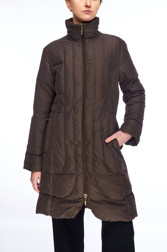 MONCLER Jacket Brown Women's Quilted Puffer Long Coat Size 2