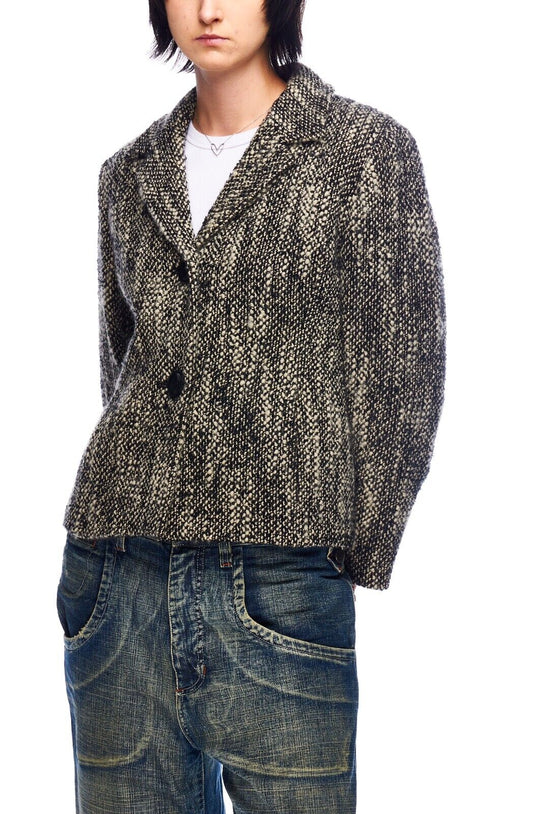 MAX MARA Jacket Gray Boucle Mohair Wool Women's Coat Size 10 US / 12 UK