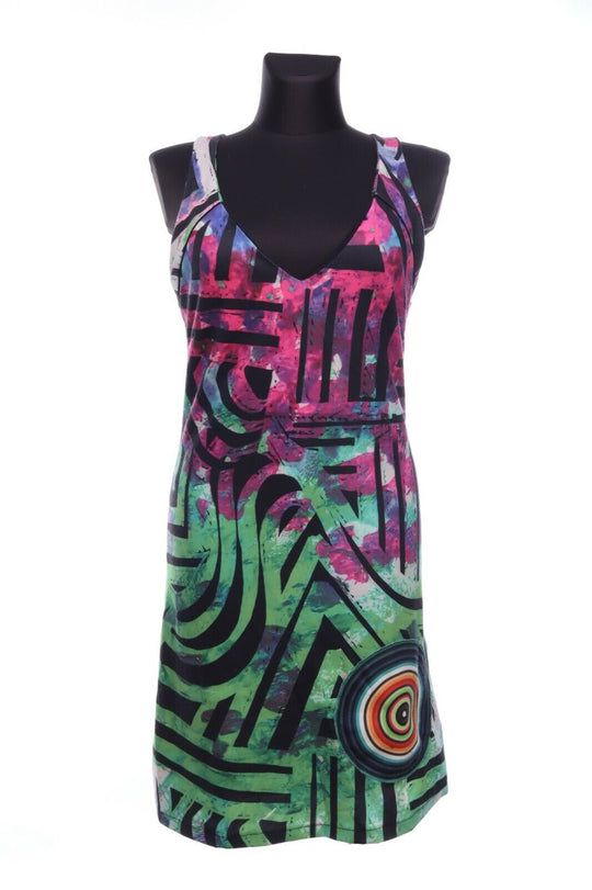 DESIGUAL Multicolor Geometric Sleeveless V-Neck Dress Size S