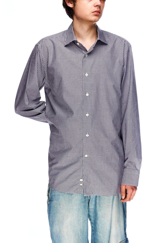 CANALI Shirt Black Check Cotton Men's Size 42 / 16.5
