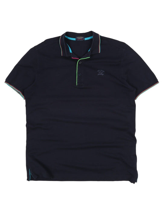 PAUL & SHARK Yachting Polo Shirt Navy Pique Cotton Men's Short Sleeve Size M