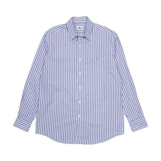 LACOSTE Shirt Blue Striped Cotton Men's Longsleeve Sleeve Size 41