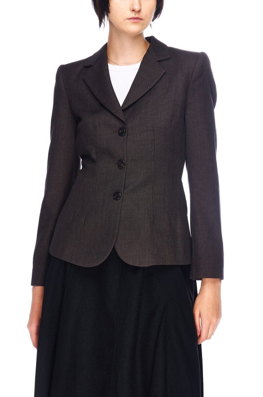 ARMANI Collezioni Blazer Jacket Gray Wool Women's Half Belted Size 40