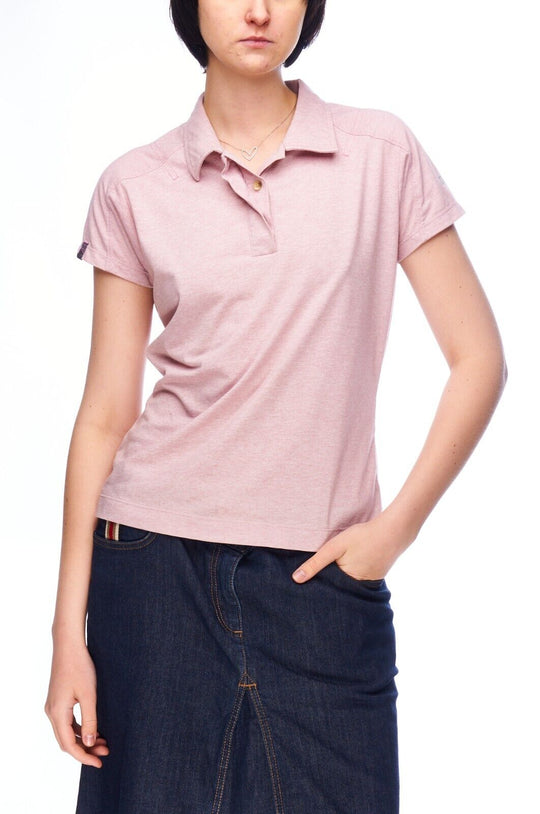 BERGHAUS Polo Shirt Pink Cotton Women's Short Sleeve Top Size M