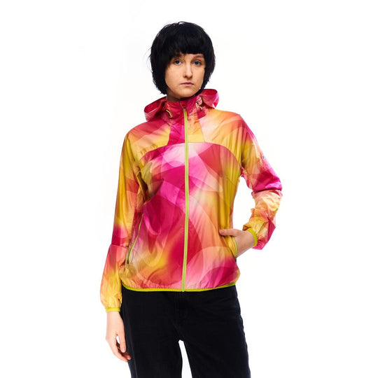 BERGHAUS Hooded Jacket Pink Yellow Women's Lightweight Windbreaker Size 12