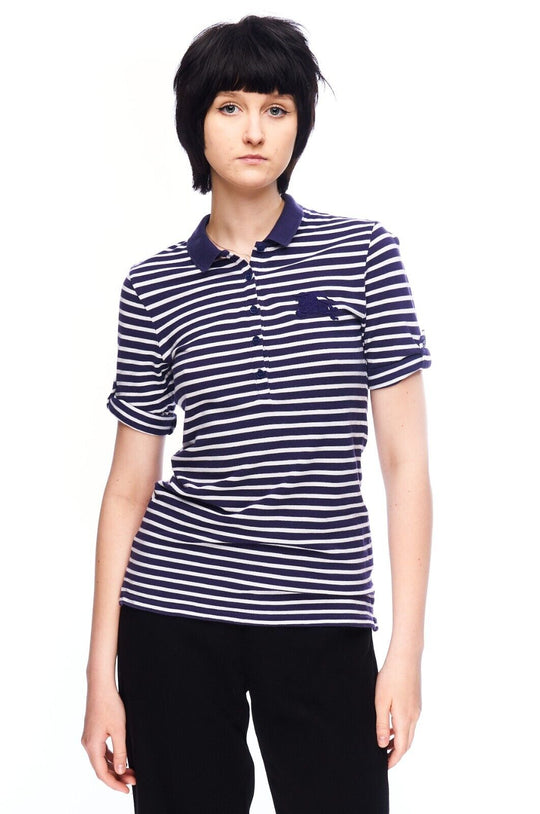 BURBERRY Brit Polo Shirt Purple Stripes Women's Top Size S