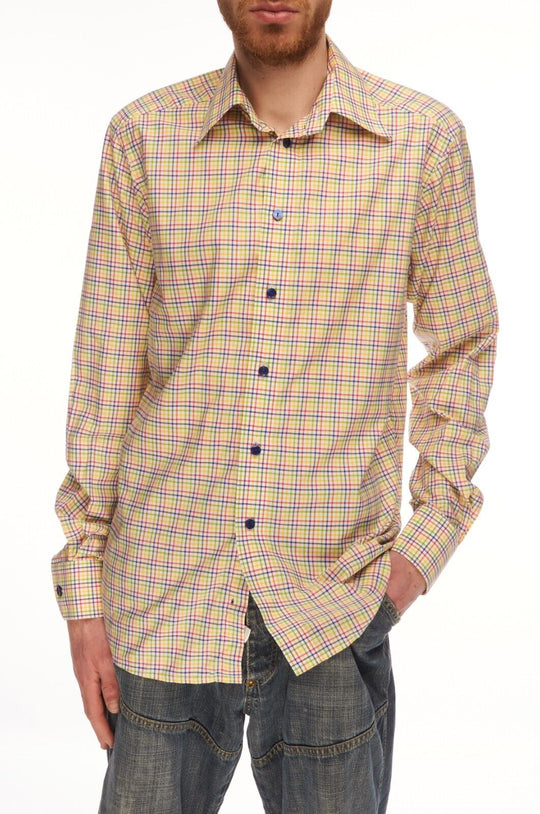 ETON Dress Shirt Multicolored Check Cotton Men's Button Up Size 38