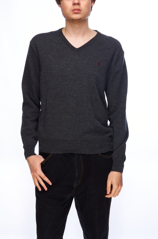 LACOSTE Sweater Navy Cotton Men's V-Neck Jumper Size 6 / XL