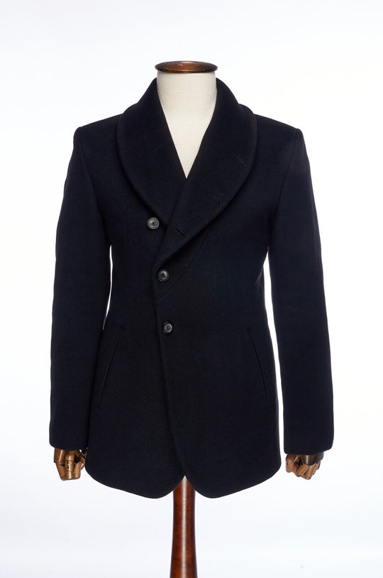 EMPORIO ARMANI Eteropolitan Line Black Mens Shawl Neck Long Coat Size 48 IT