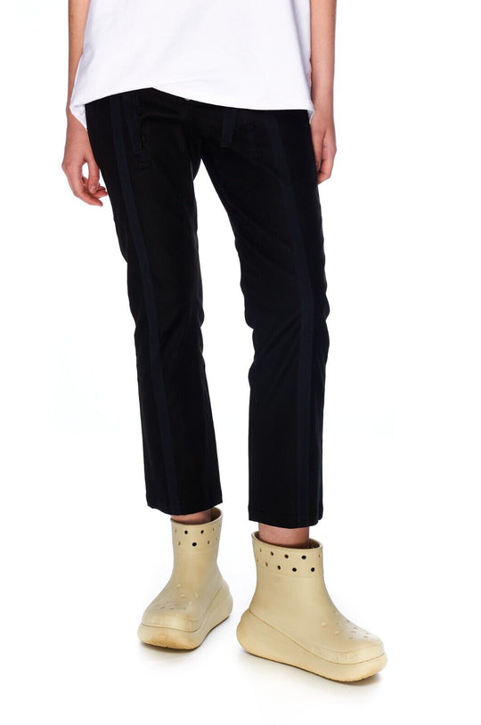 EXTE Cropped Pants Black Cotton Women's Skinny Trousers Size 28 / 42