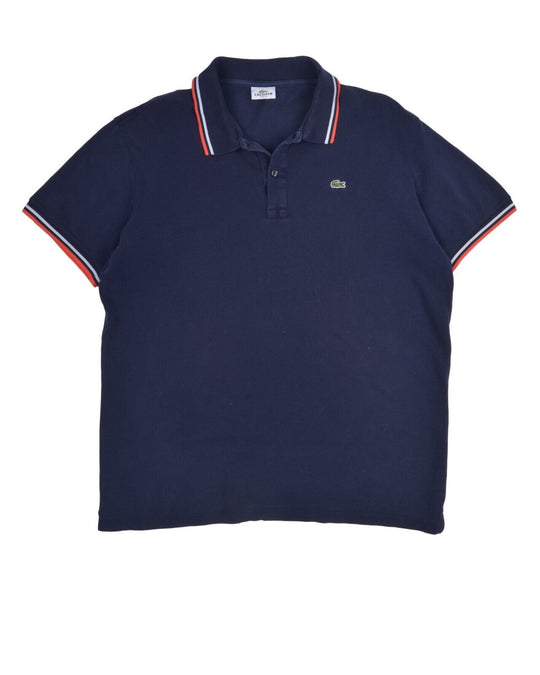 LACOSTE Polo Shirt Navy Pique Cotton Men's Short Sleeve Slim Fit Size 8 / XXL