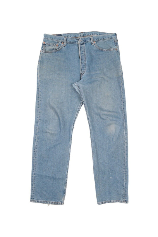 LEVIS 501 Jeans Blue Denim Cotton Mens Made In USA Straight Leg Size 38x32
