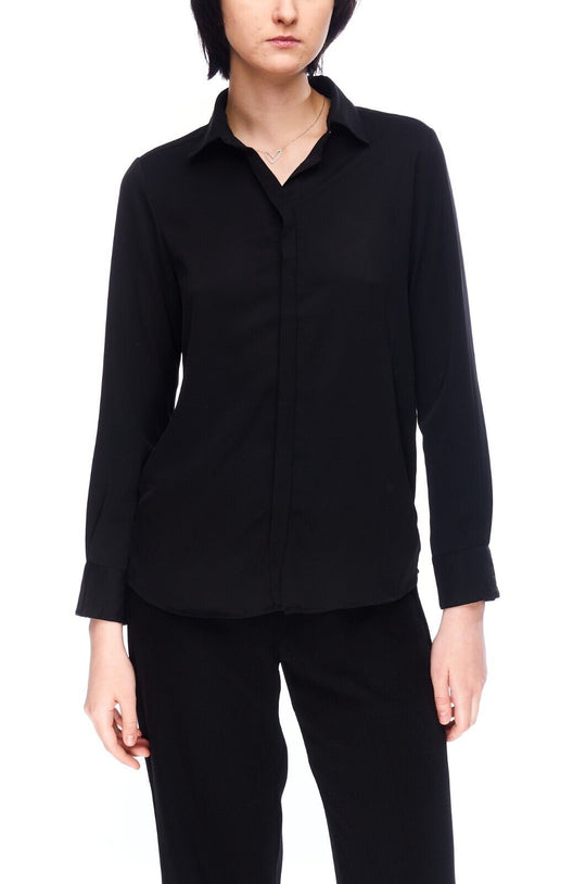 YSL YVES SAINT LAURENT Beaute Shirt Black Women's Button Up Size 36