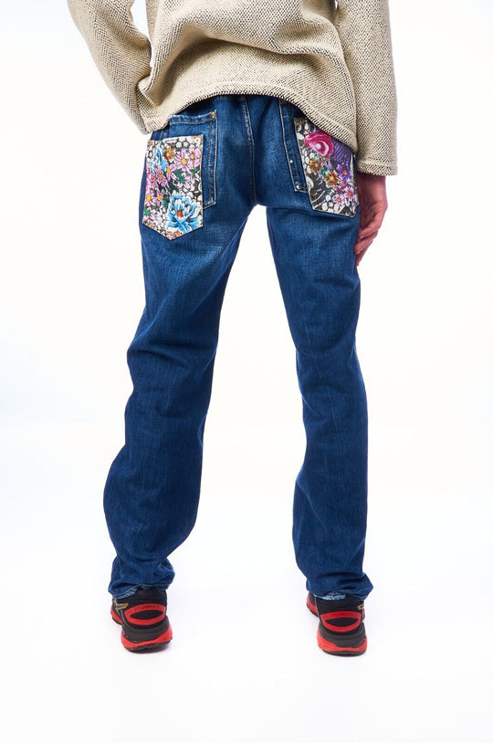 DSQUARED2 Jeans Navy Denim Cotton Men's Japan Floral Print Pockets Size 50