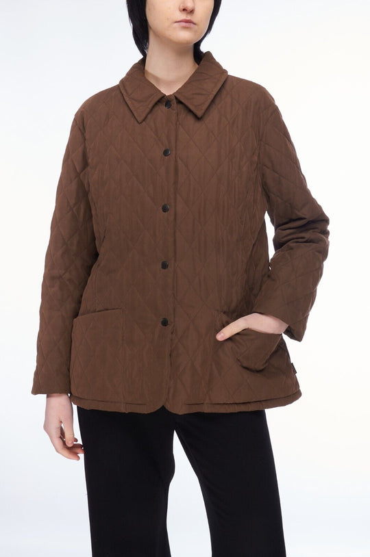 BARBOUR Shaped M'Fibre Short Quilt Jacket Brown Women's Size 36