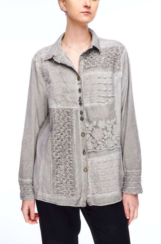 BOTTEGA by Elisa Cavaletti Shirt Gray Cotton Women's Top Blouse Size 1 / S