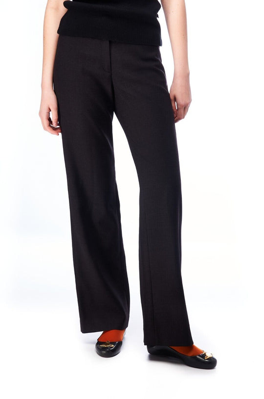 JIL SANDER Trousers Gray Wool Women's Wide Leg Pants Size 36