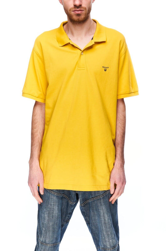 GANT Polo Shirt Yellow Pique Cotton Men's Short Sleeve Size XL