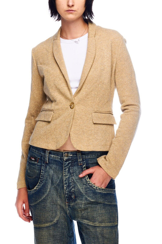 ARMANI JEANS Blazer Beige Cotton Women's One Button Jacket Size 44