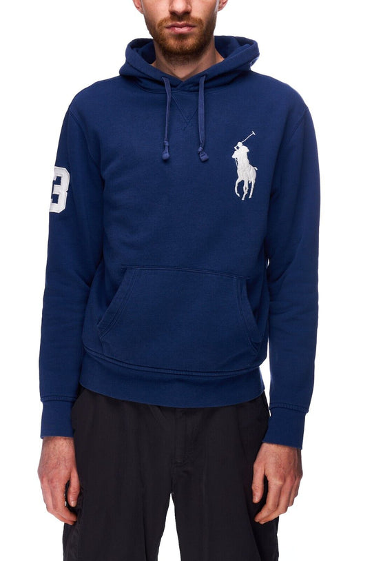 POLO RALPH LAUREN Hoodie Blue Cotton Men's Jumper Big Pony Logo Size S