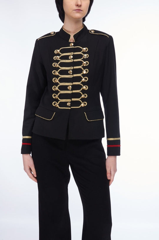 NORA BARTH Italy Military Jacket Black Viscose Women's Officer Blazer Size 42