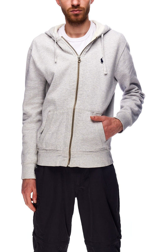 POLO RALPH LAUREN Full Zip Hoodie Gray Cotton Men's Jumper Size M