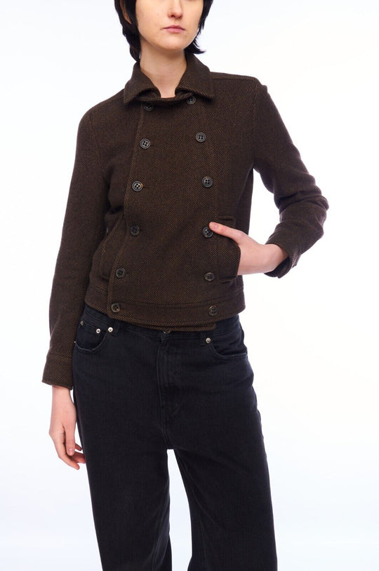APC Jacket Brown Cotton Women's Double Breasted Coat Size 34