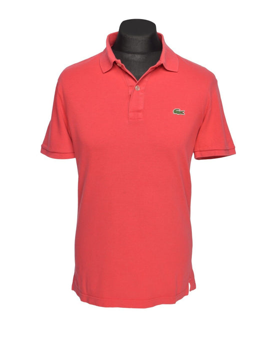 LACOSTE Polo Shirt Coral Pink Cotton Men's Slim Fit Short Sleeve Size 4 / M