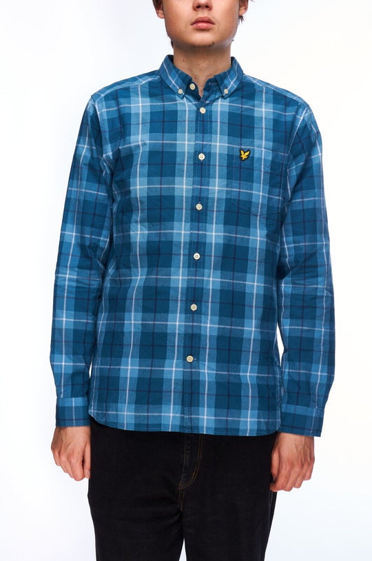 LYLE & SCOTT Shirt Blue Check Cotton Men's Button Down Size M