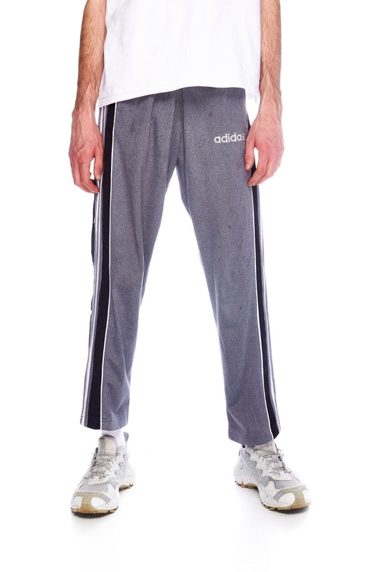 ADIDAS Sweatpants Gray Striped Men's Side Snap Pants Pull On Size D3 / F162