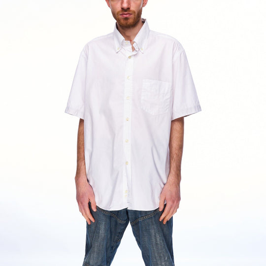 DAKS Short Sleeve Shirt White Cotton Men's Button Down Size 44