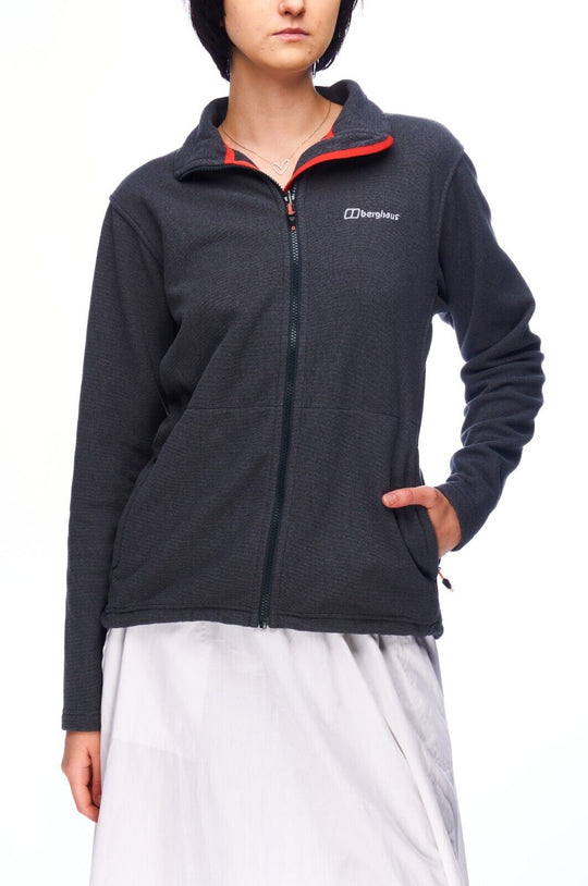 BERGHAUS Full Zip Sweater Gray Fleece Women's Outdoor Jumper Size M