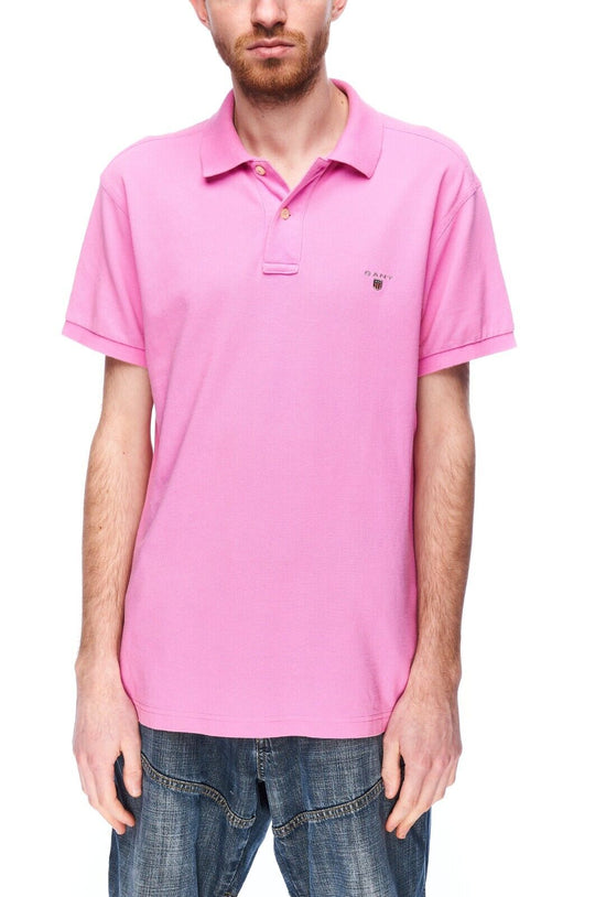 GANT Polo Shirt Pink Cotton Men's Short Sleeve Top Size M