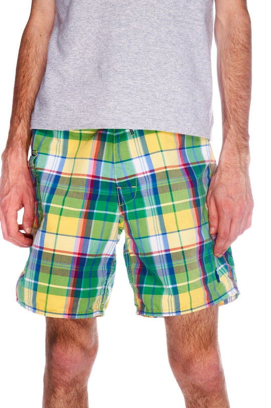 POLO RALPH LAUREN Swim Shorts Multicolor Check Cotton Nylon Men's Trunks Size 30