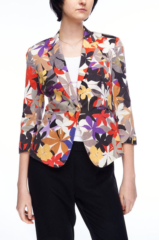 PAUL SMITH Blazer Jacket Multicolored Floral Print Cotton Women's Size 42