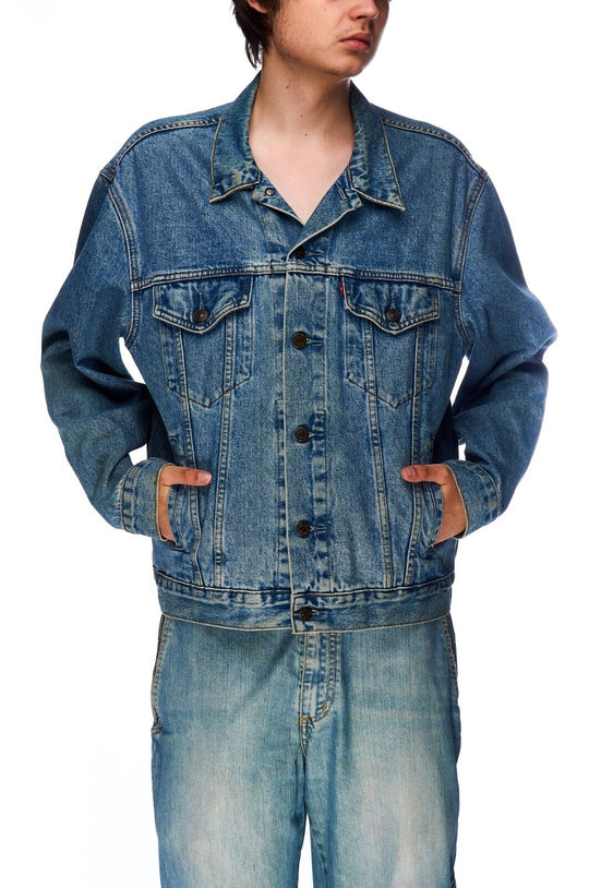 Vintage LEVIS Trucker Jacket Blue Denim Cotton Men's Size L
