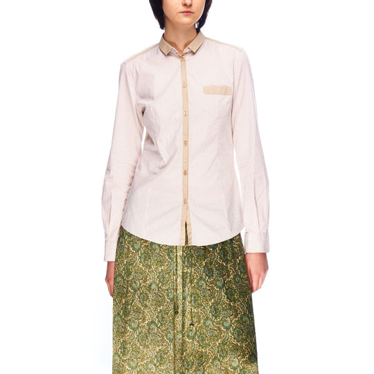 DOLCE & GABBANA Shirt Beige Striped Cotton Womens Size 40 IT