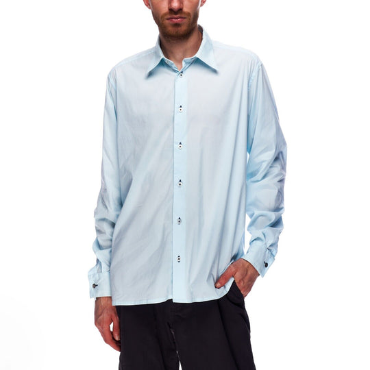 HERMES Paris Shirt Turquoise Blue Cotton Mens Size 39 / 15.5