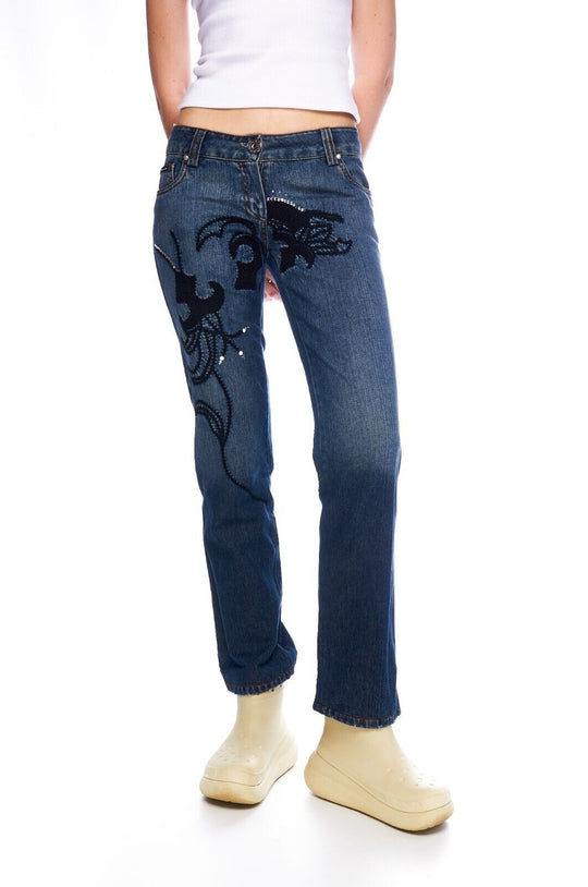 Vintage D&G DOLCE & GABBANA Jeans Blue Denim Women's Skinny Y2k Pants Size 30